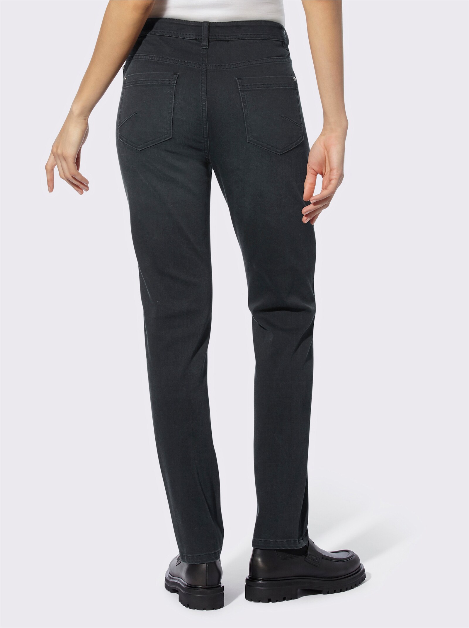 heine 5-Pocket-Jeans mit Zier-Reißverschluss - black denim