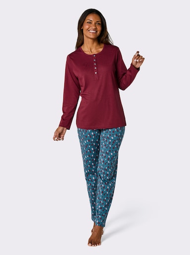 wäschepur Schlafanzug - dunkelrot-topas-bedruckt