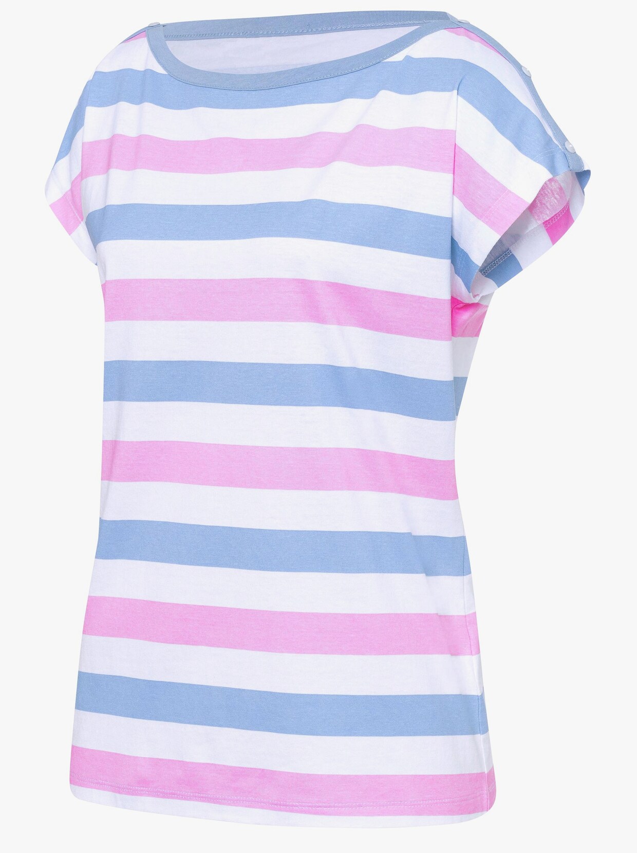 Proužkované tričko - růžová-modrá-proužek