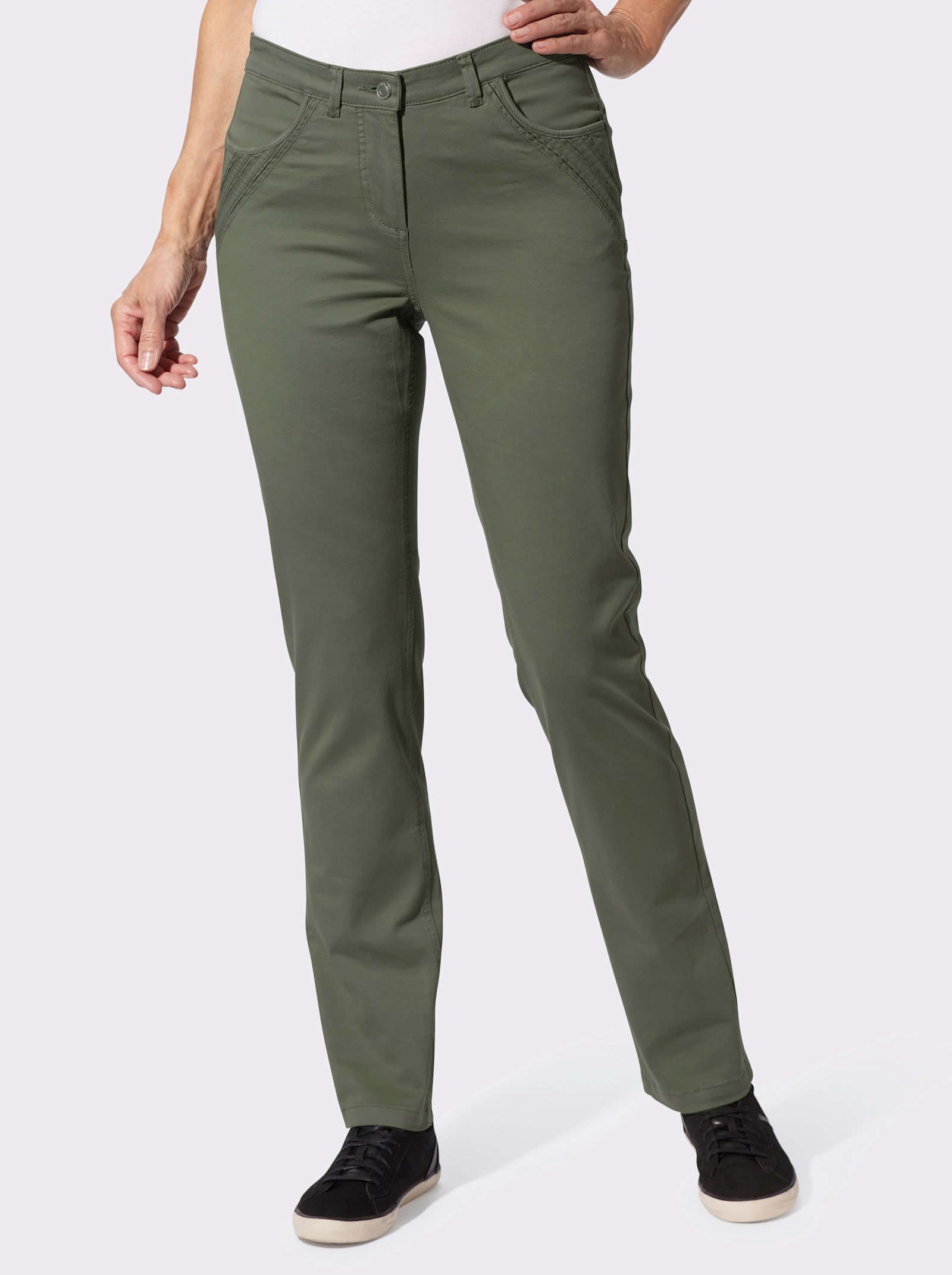 Jeans mit seitlichem Dehnbund - khaki