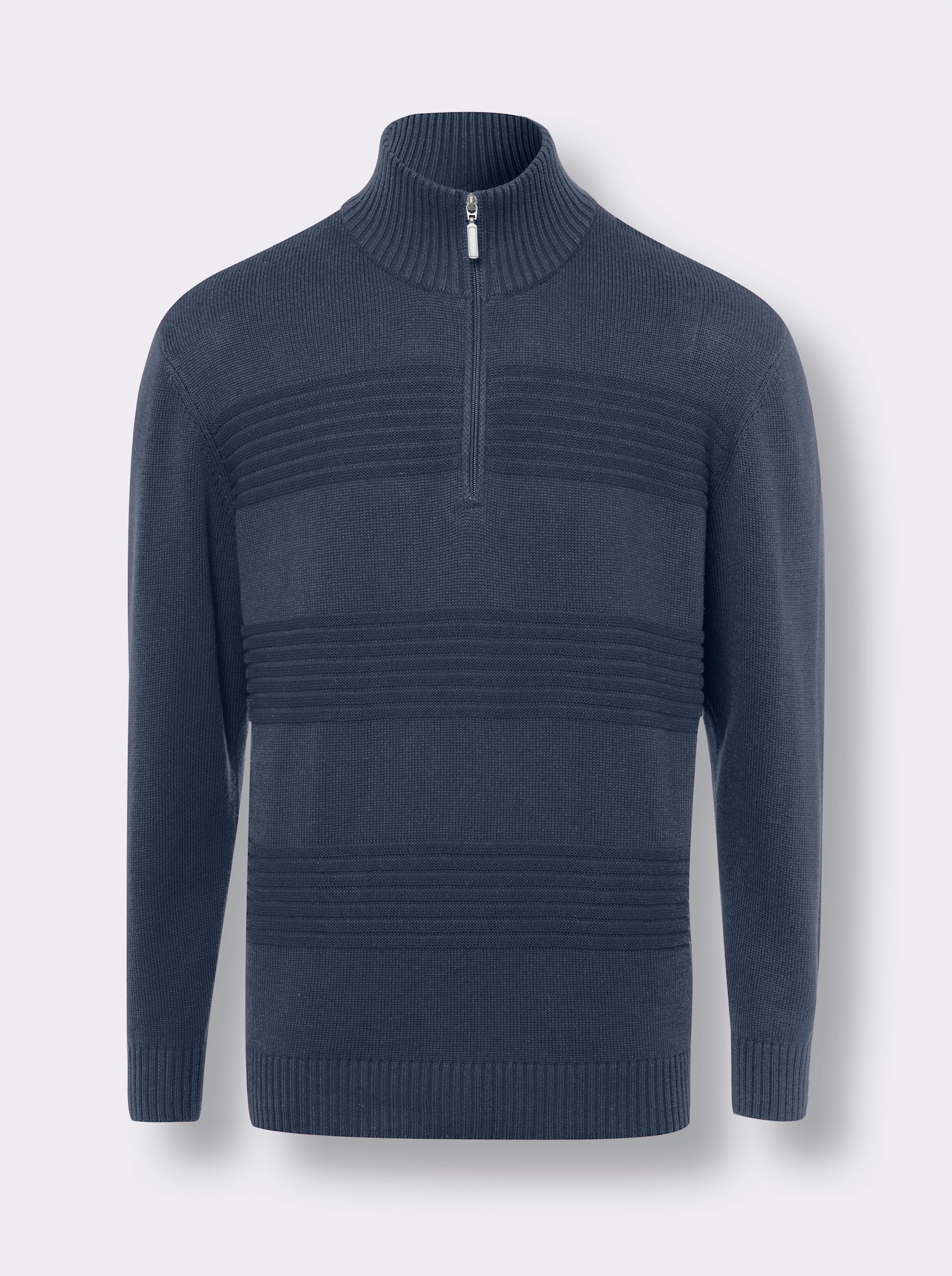 Pullover met lange mouwen en ribtricotpatroon - rookblauw