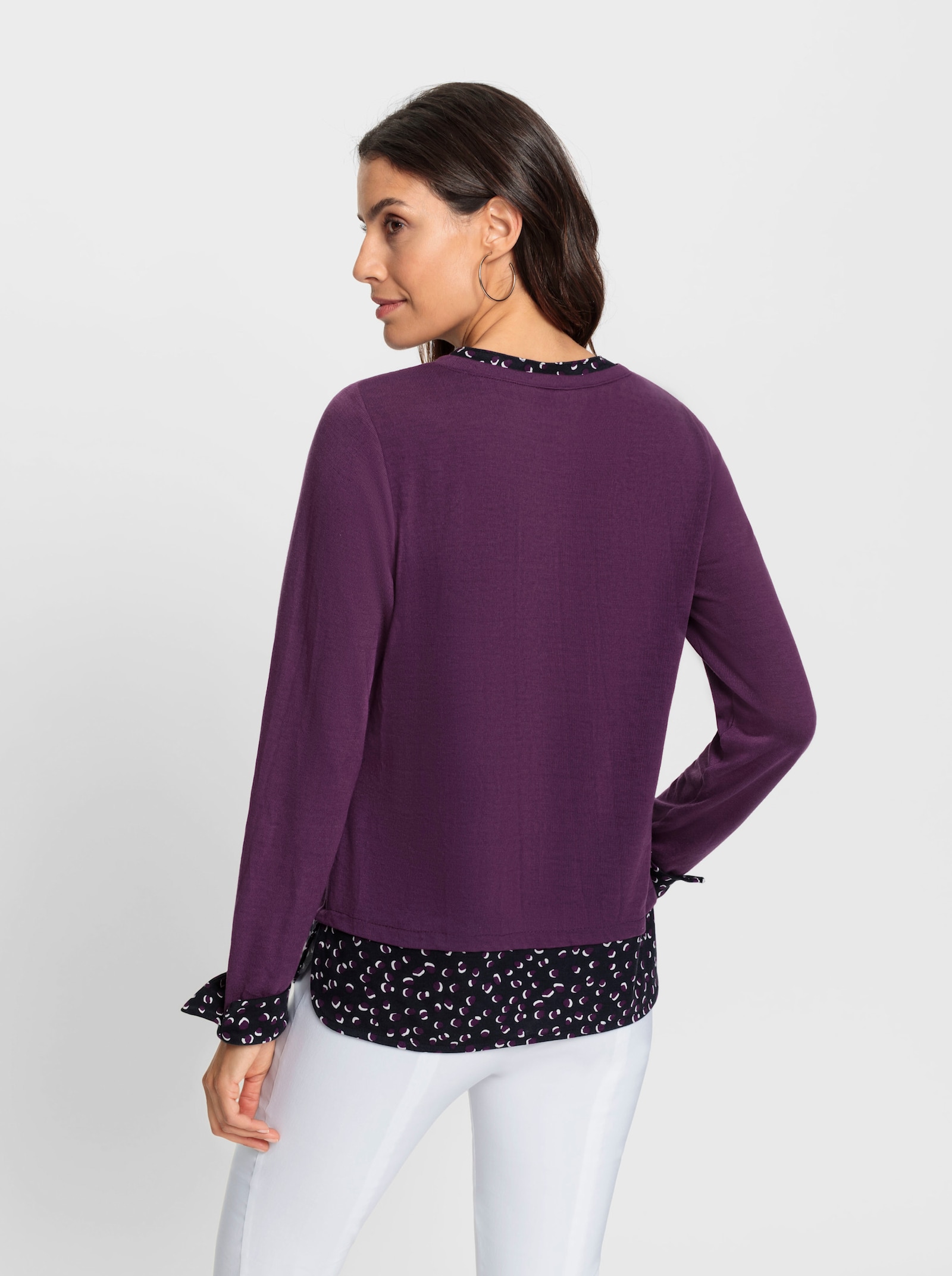 2-in-1-shirt met manchetten - druif bedrukt