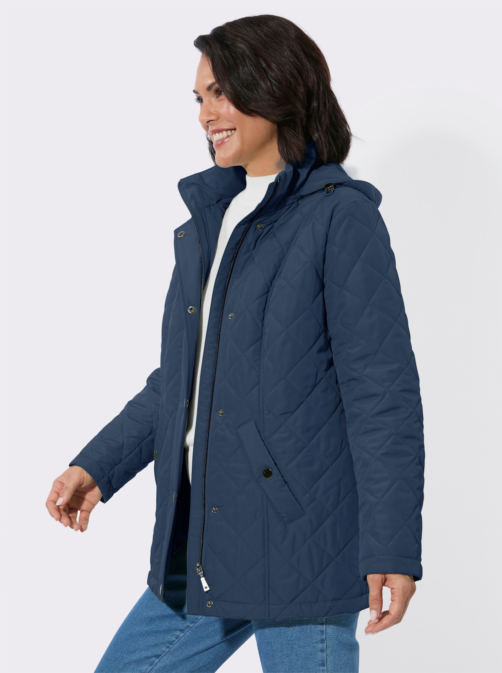 Steppjacke mit Druckknopf-Taschen - dunkelblau