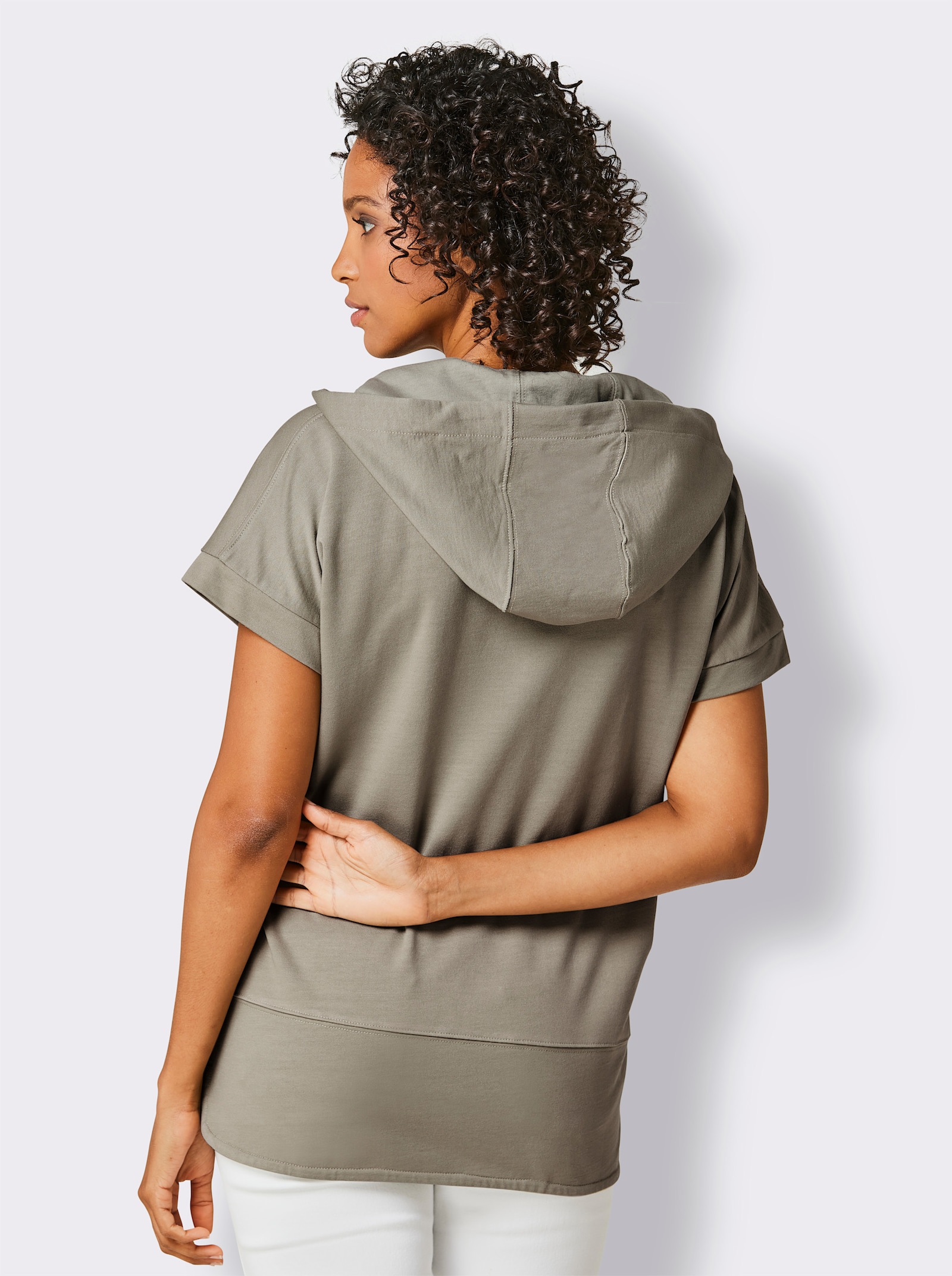 CREATION L PREMIUM Sweatshirt mit überlappender Schulter - schlamm