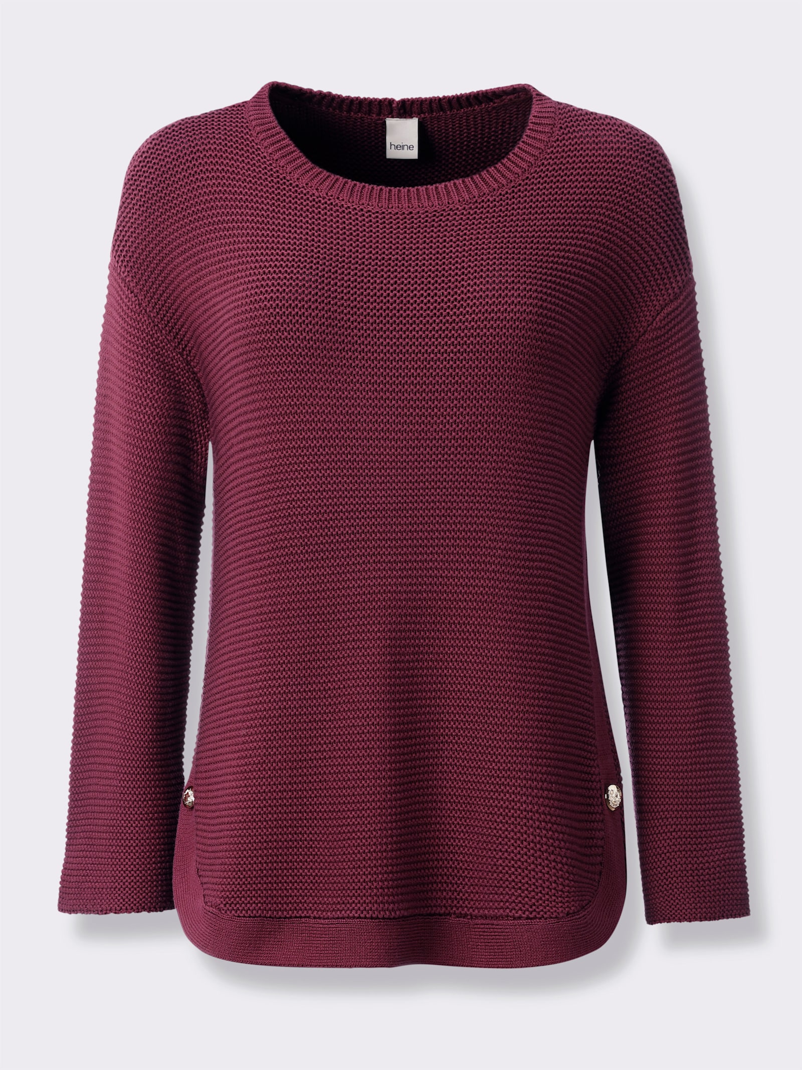 heine Langarm-Pullover mit Seitenschlitzen - bordeaux