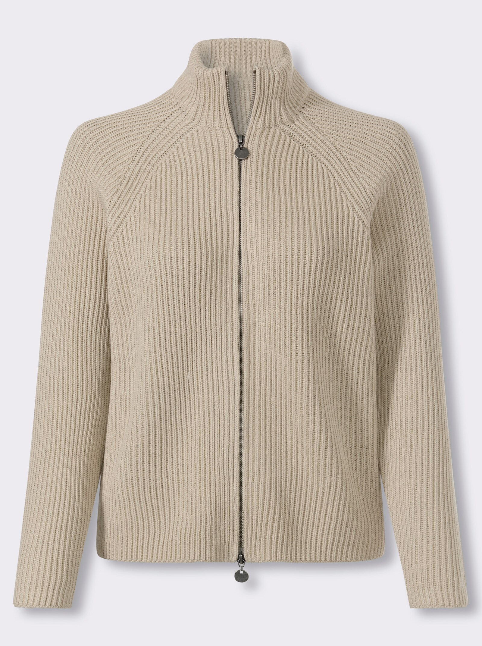 heine Cardigan mit 2-Wege-Zipper - sand
