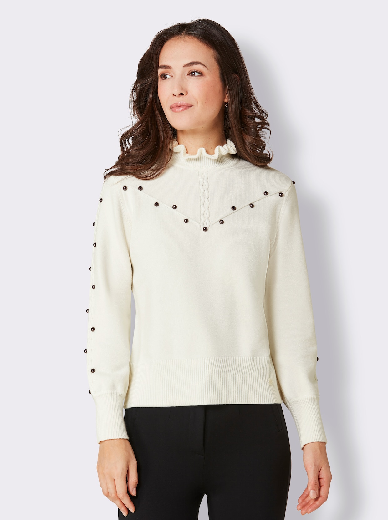 CREATION L PREMIUM Stehkragenpullover - ecru