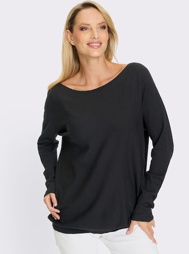 heine Strickpullover mit Fledermausärmeln - schwarz