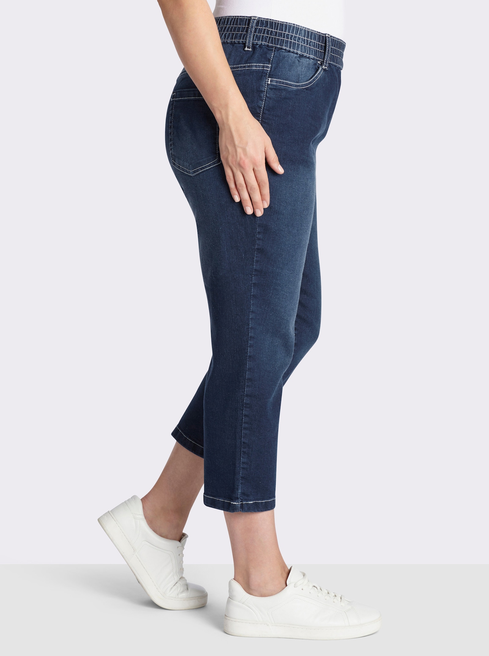 7/8-Jeans mit Reißverschluss-Blende - blue-stone-washed