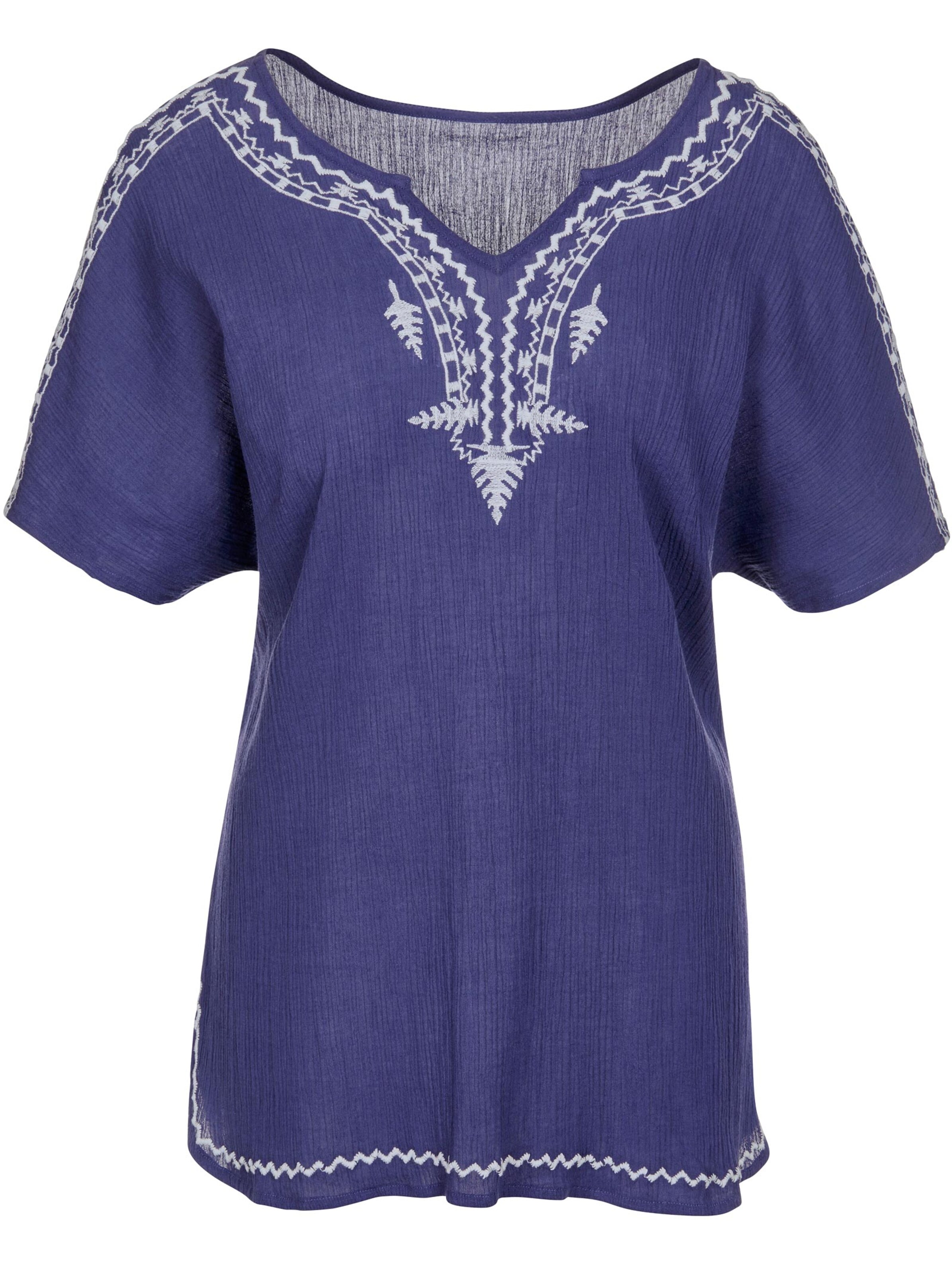 Bluse - marine-weiß