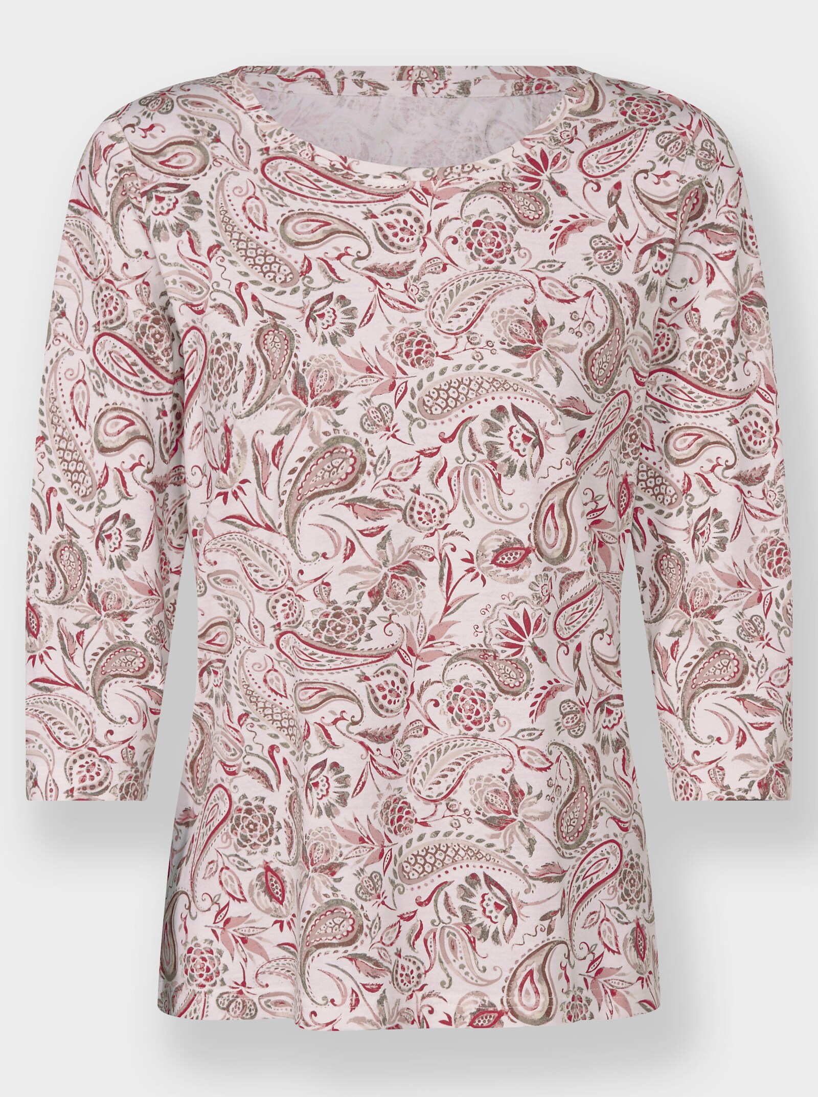 Print-Shirt im Baumwoll-Modal-Mix - ecru-rosenholz-bedruckt