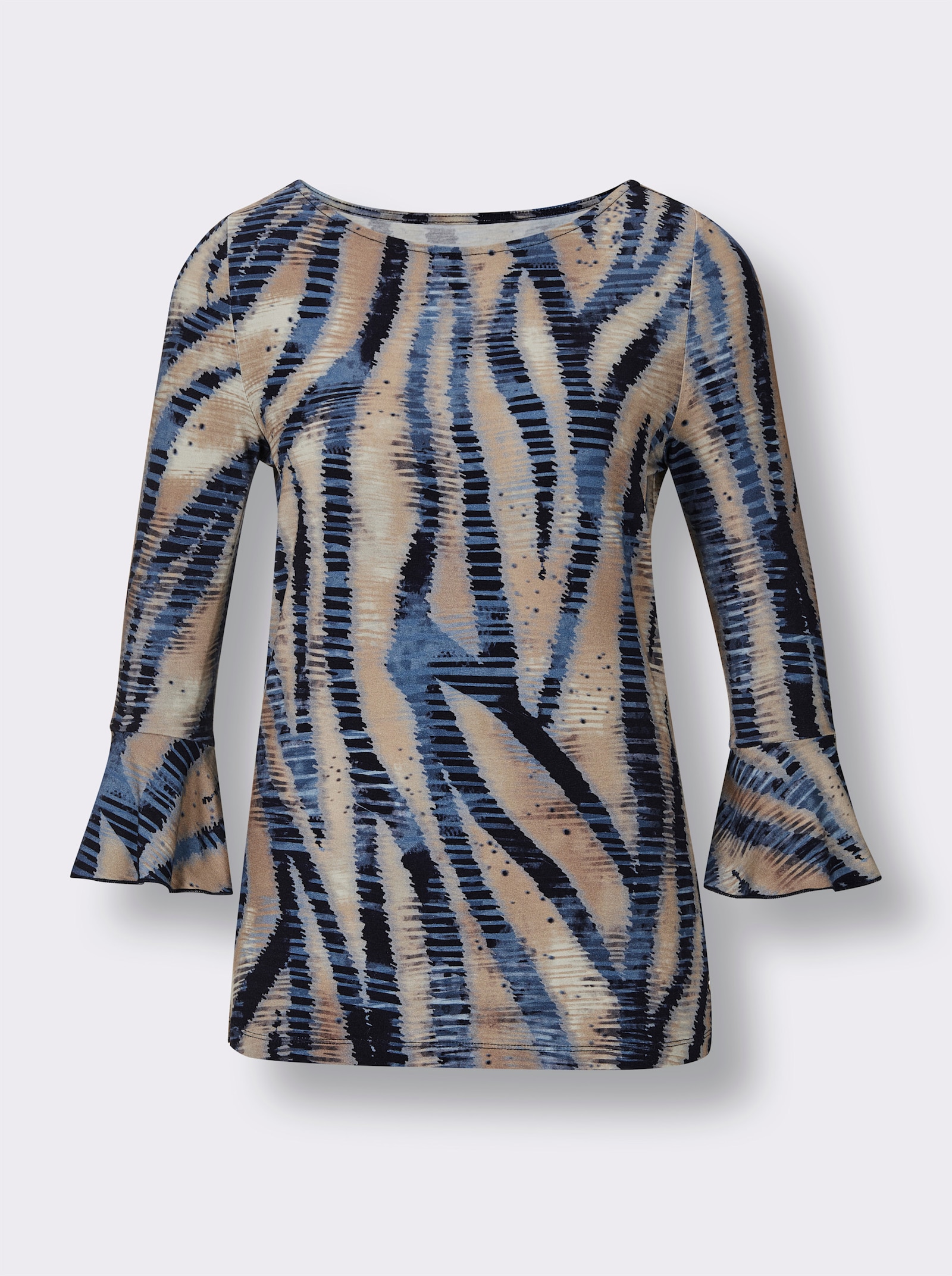 CREATION L PREMIUM 3/4-Arm-Shirt im hochwertigen Digitaldruck - champagner-marine-bedruckt