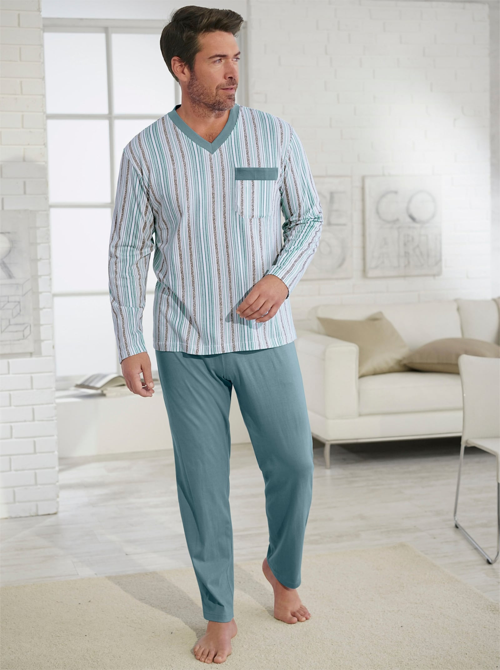 KINGsCLUB Pyžama - nefritová+nefritová-proužek