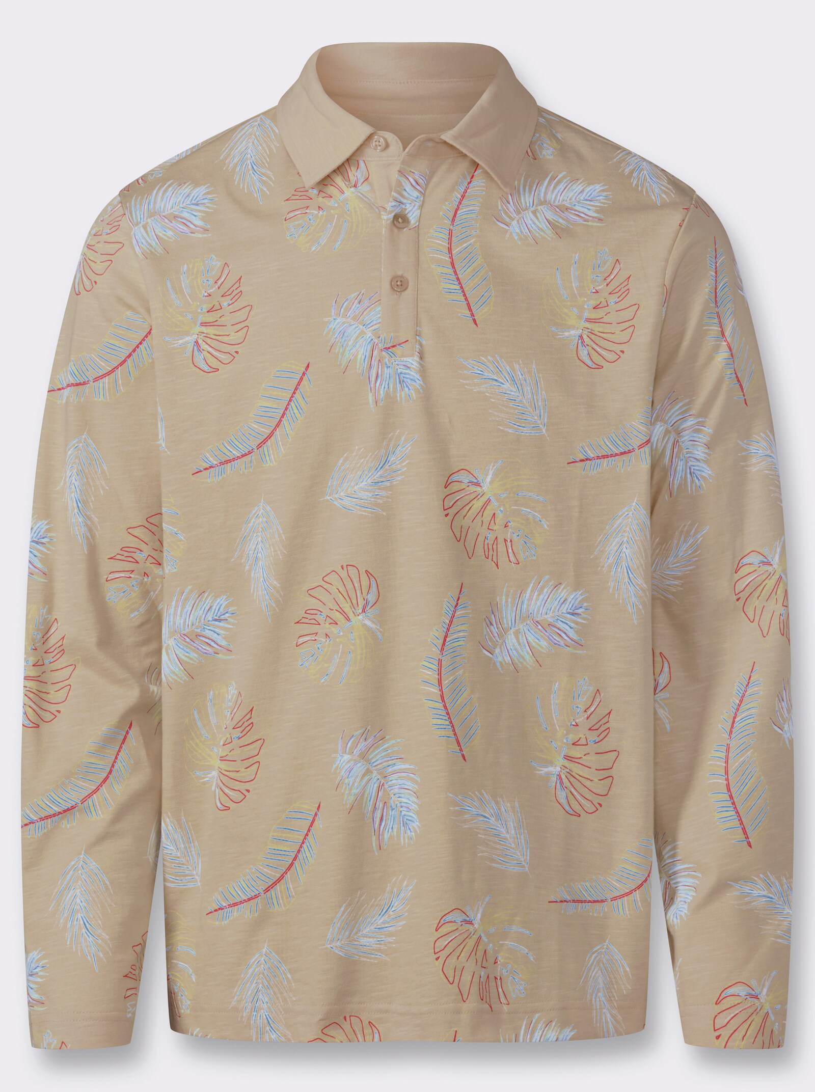 Marco Donati Langarmshirt aus Flammgarn - beige-bedruckt