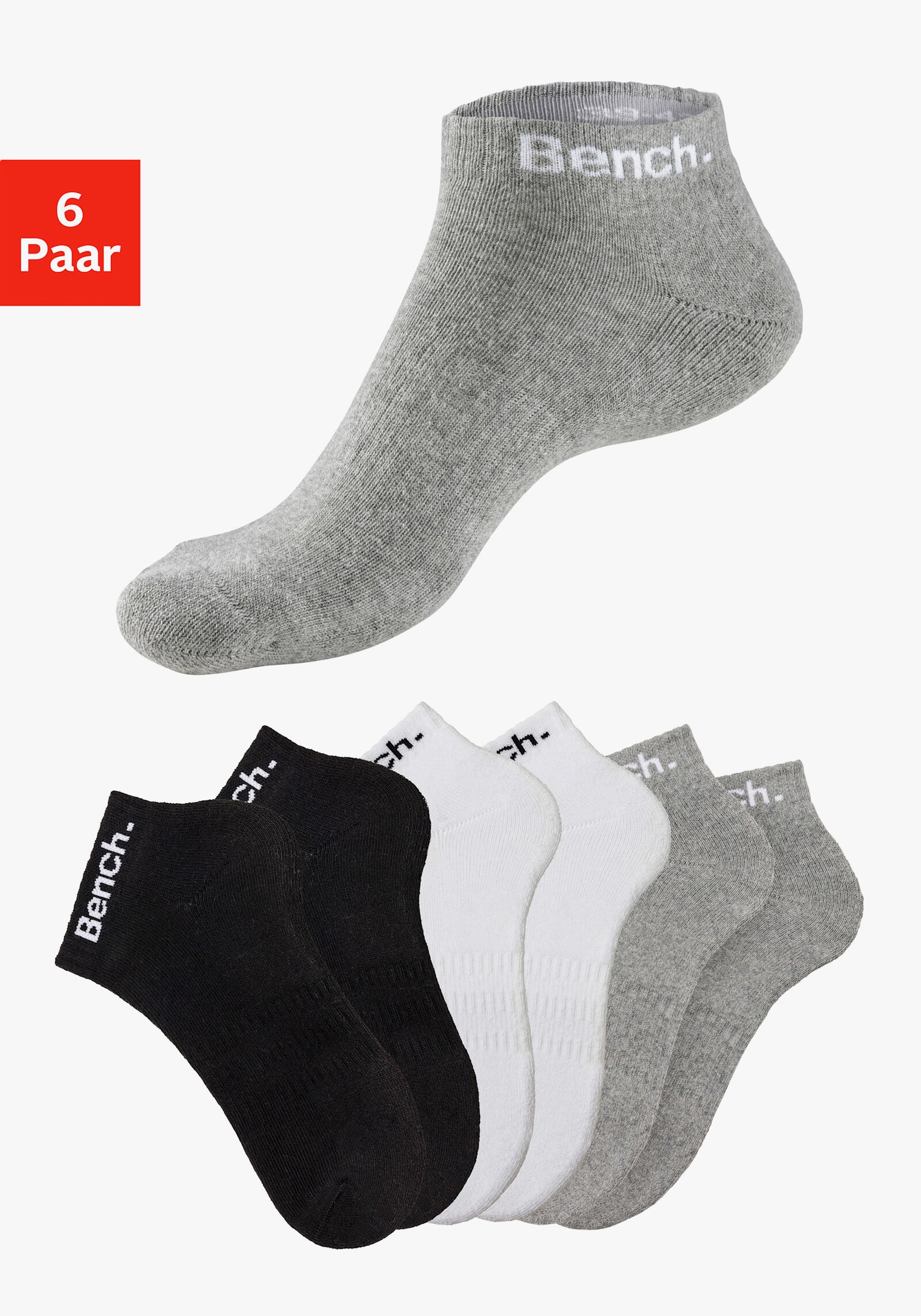 Bench. Sportsocken - 2x schwarz, 2x grau-meliert, 2x weiß