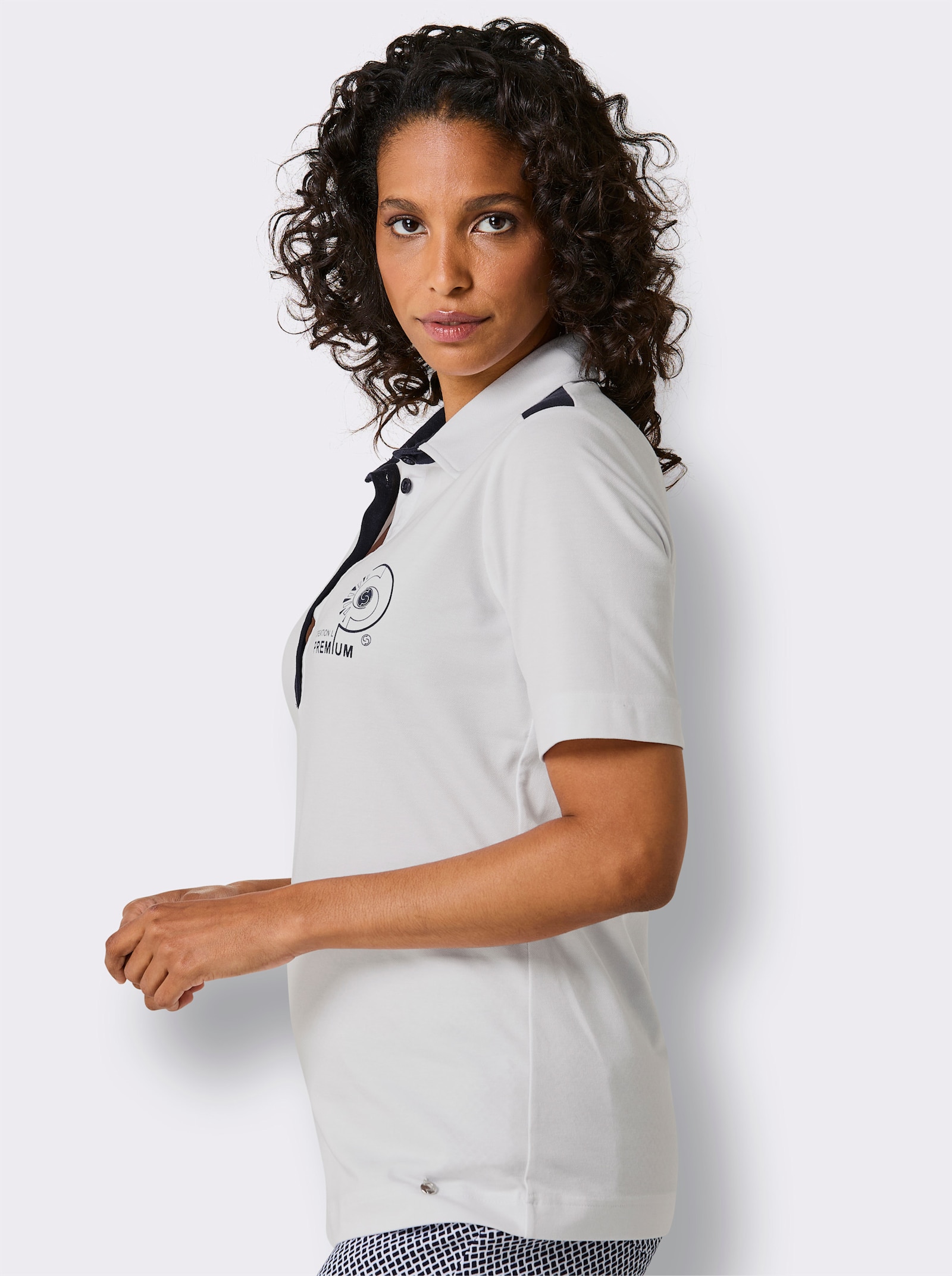 CREATION L PREMIUM Poloshirt mit Kontrast-Details - weiß-marine