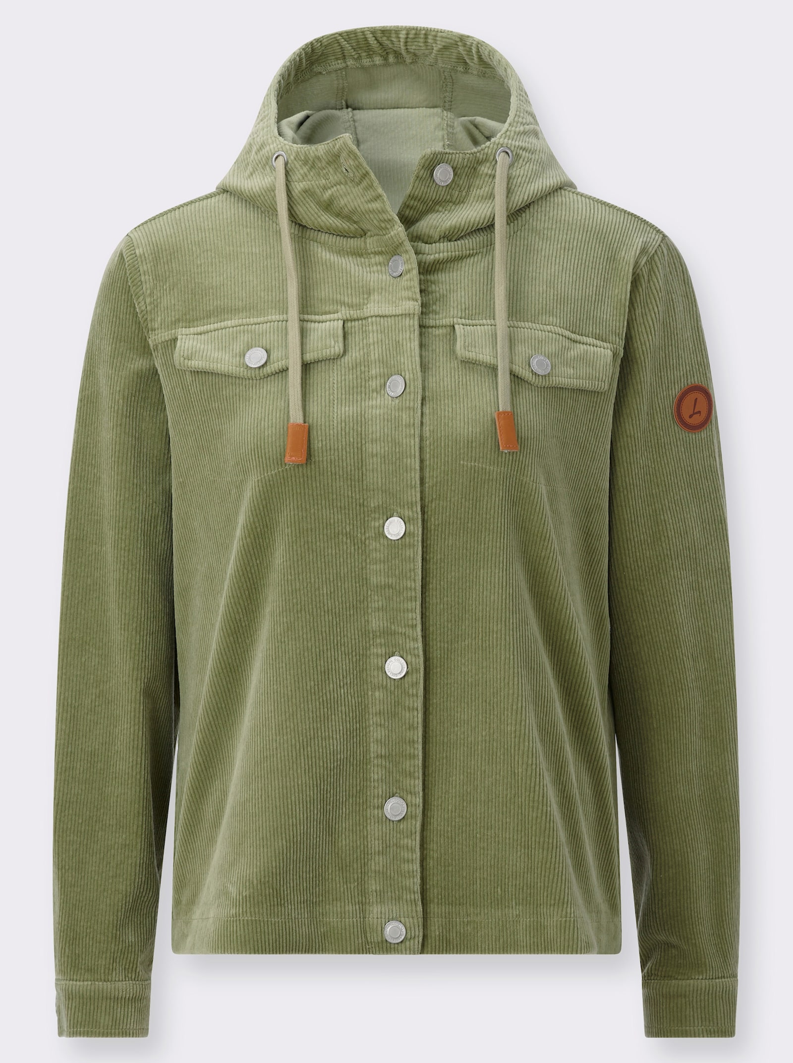 Cordjacke mit Kapuze - schilf