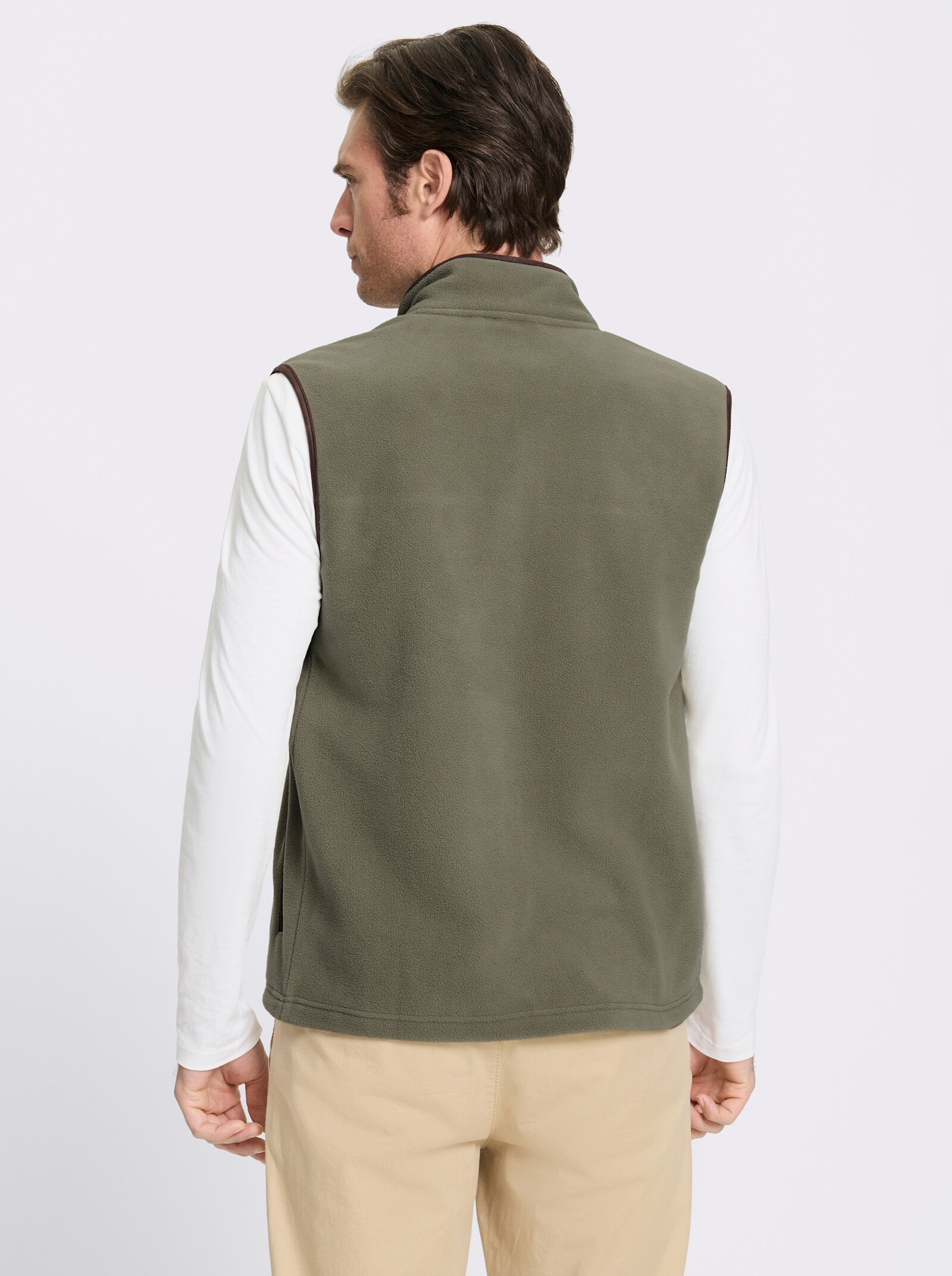 Catamaran Fleecejacke mit Stickerei - khaki-schoko