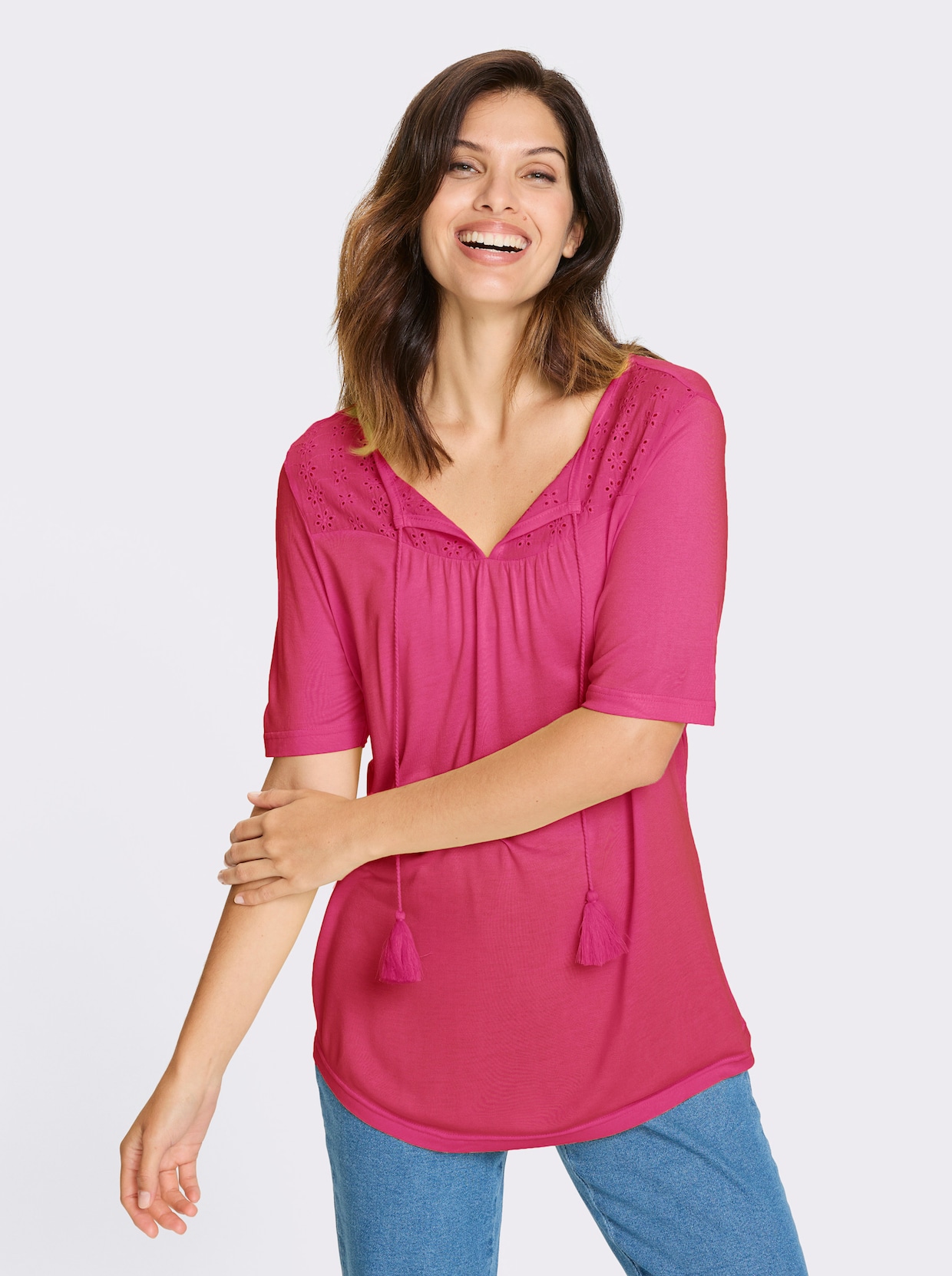 Kurzarmshirt - fuchsia
