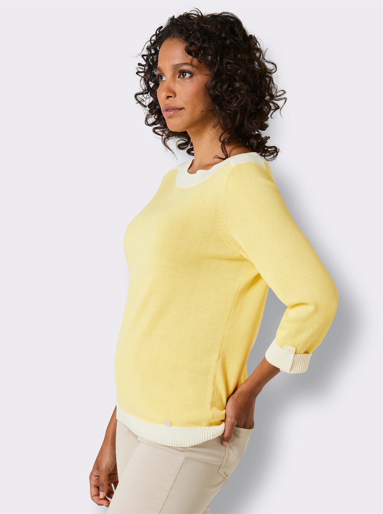 CREATION L PREMIUM 3/4 Arm-Pullover - zitrone