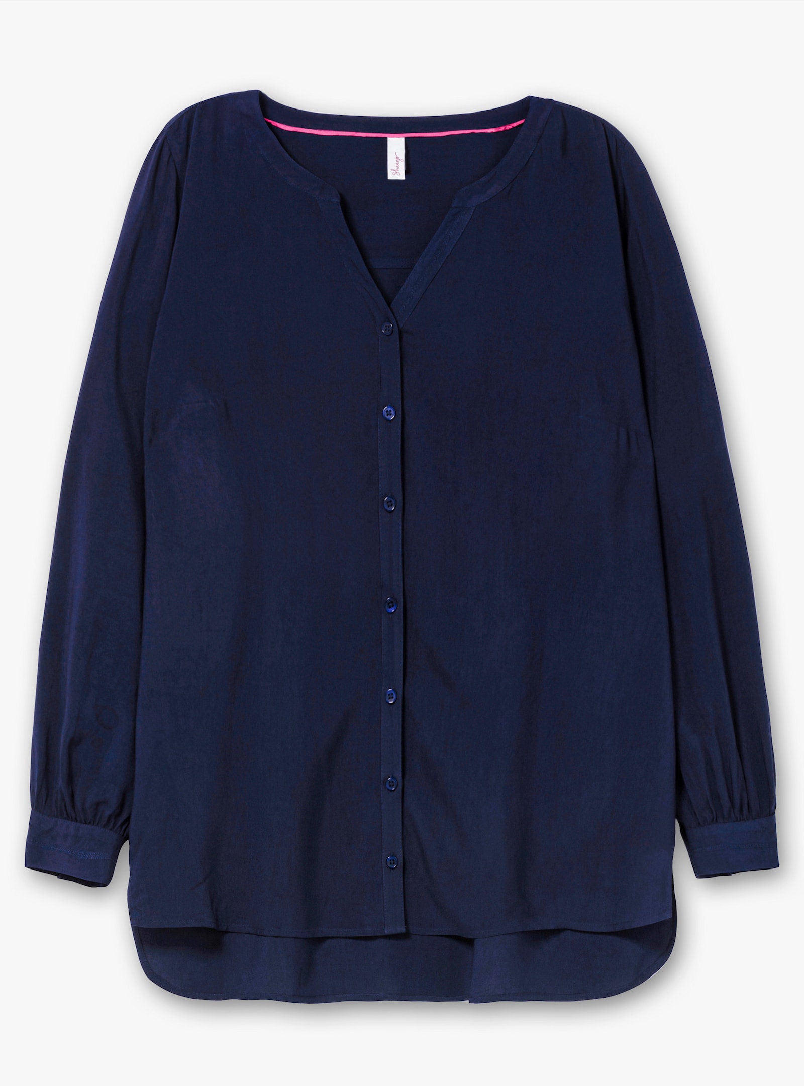 sheego Longbluse mit tonigen Stickereien - tiefblau