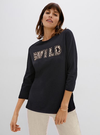 Langarmshirt - schwarz-champagner