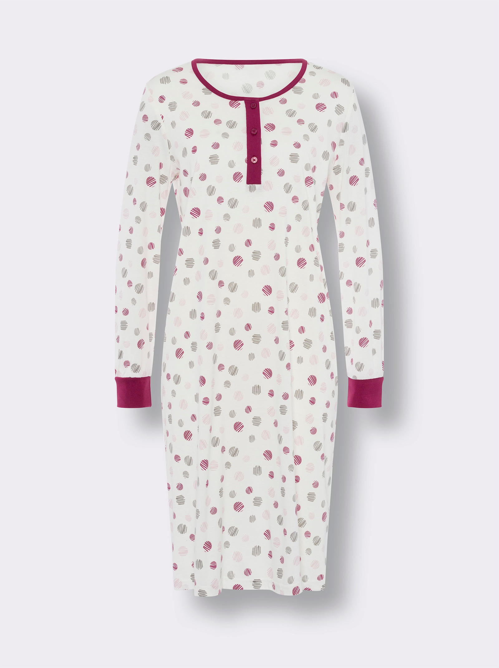 Nachthemd met korte knoopsluiting - ecru geprint