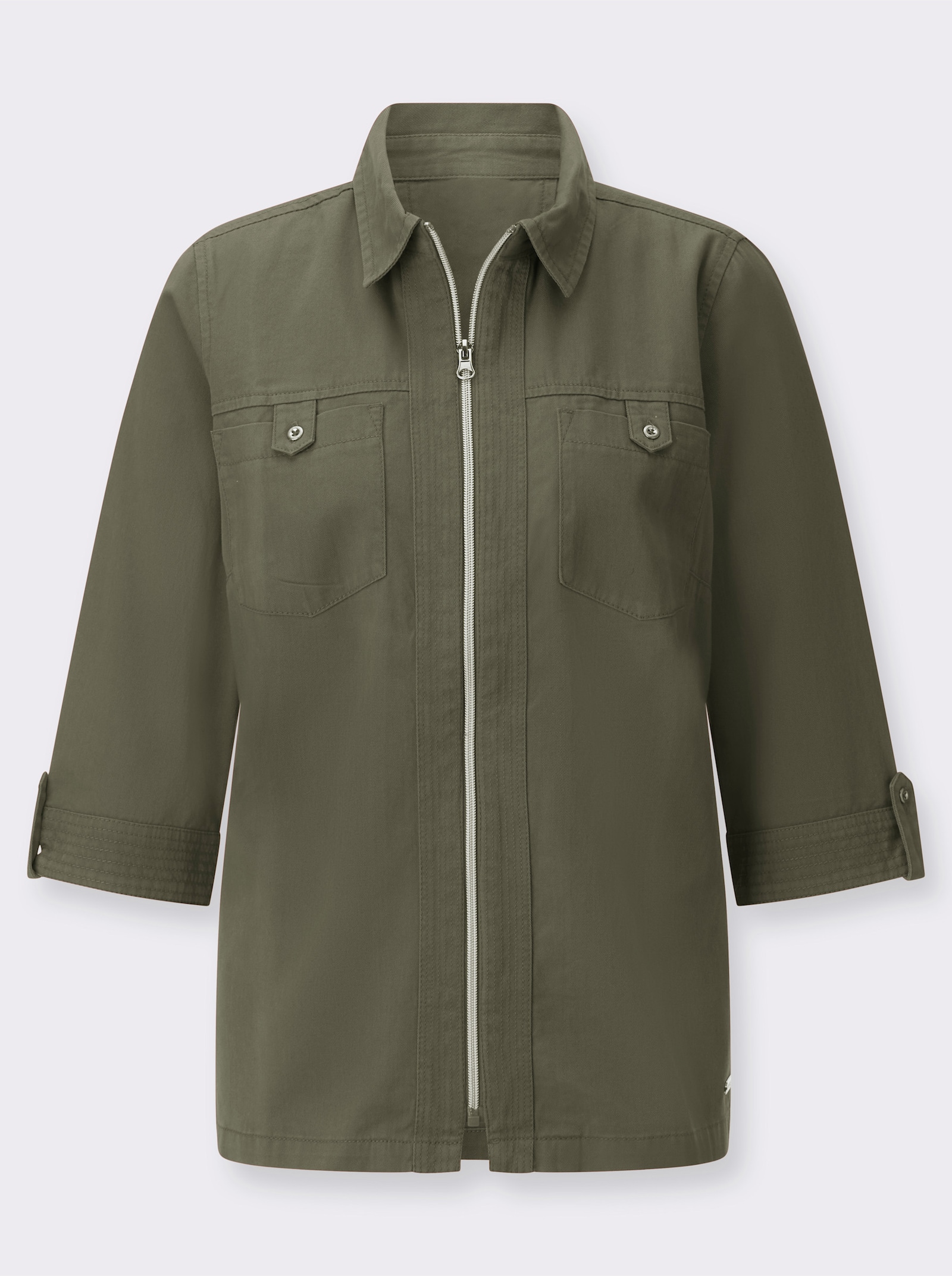 Jeansbluse mit Reißverschluss - khaki
