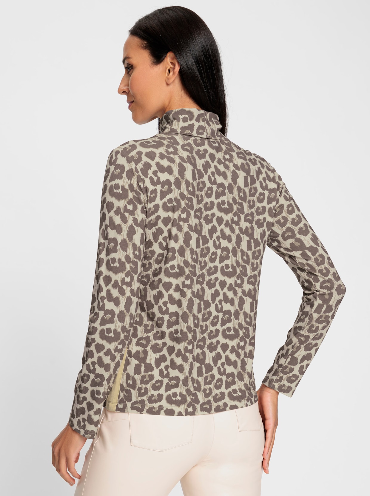heine Langarmshirt - elfenbein-dunkeltaupe-bedruckt