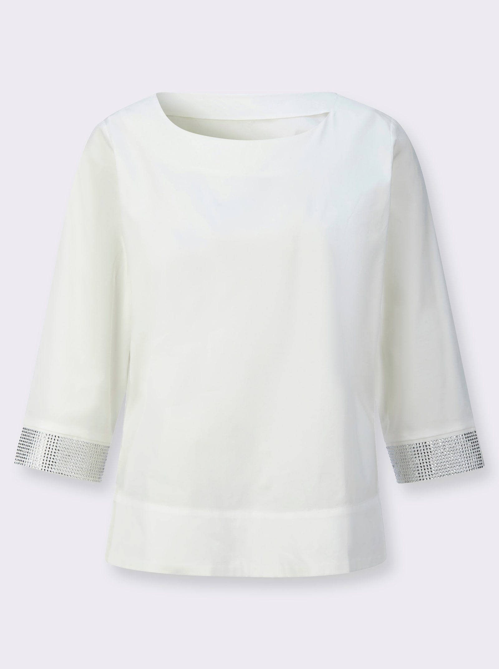 Schlupfbluse mit abgerundetem Saum - ecru