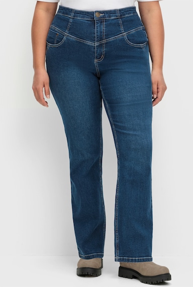 sheego Bootcut-Jeans mit High-Waist-Bund - dark blue denim