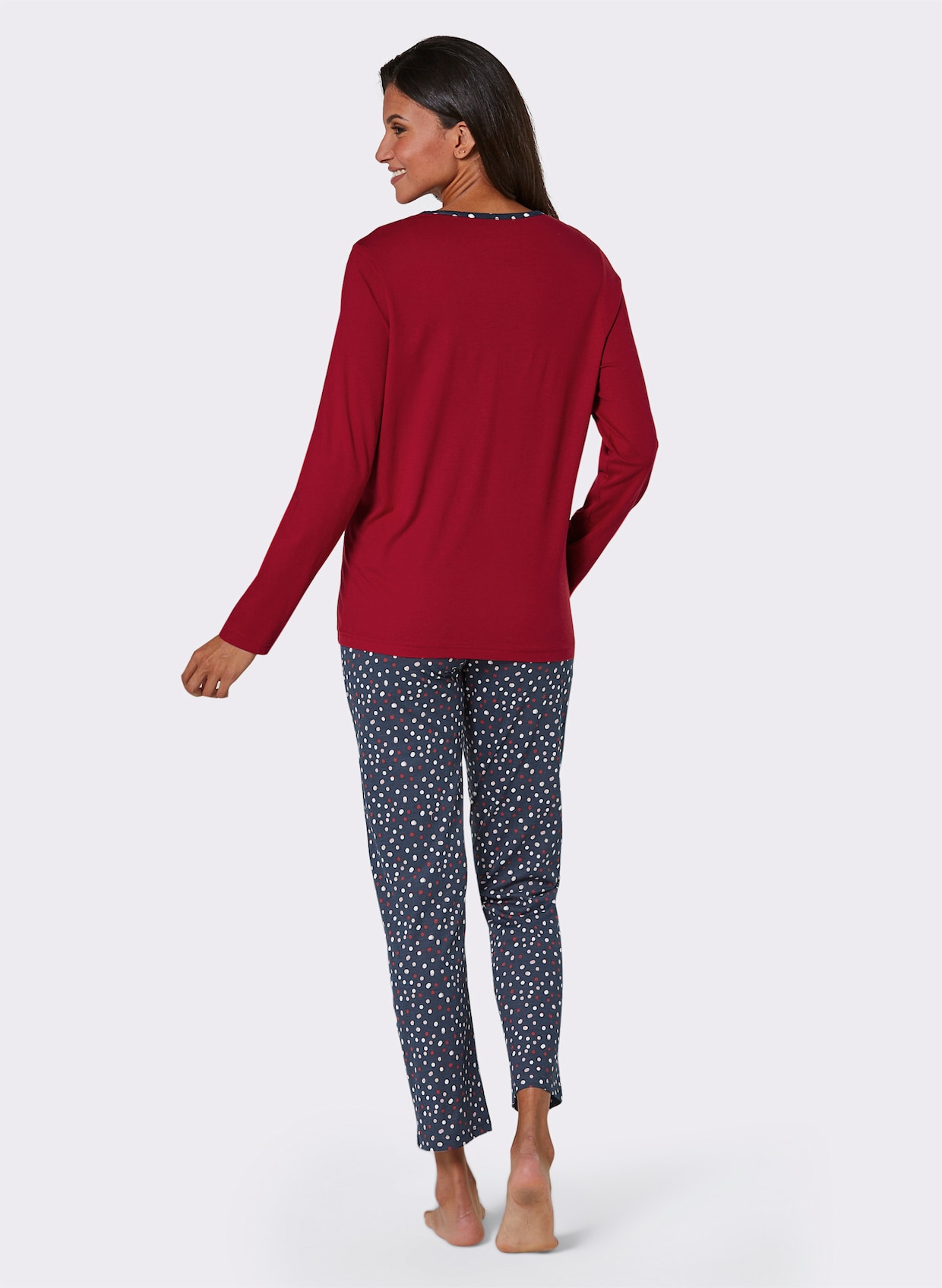 wäschepur Pyjama - rood/donkerblauw bedrukt