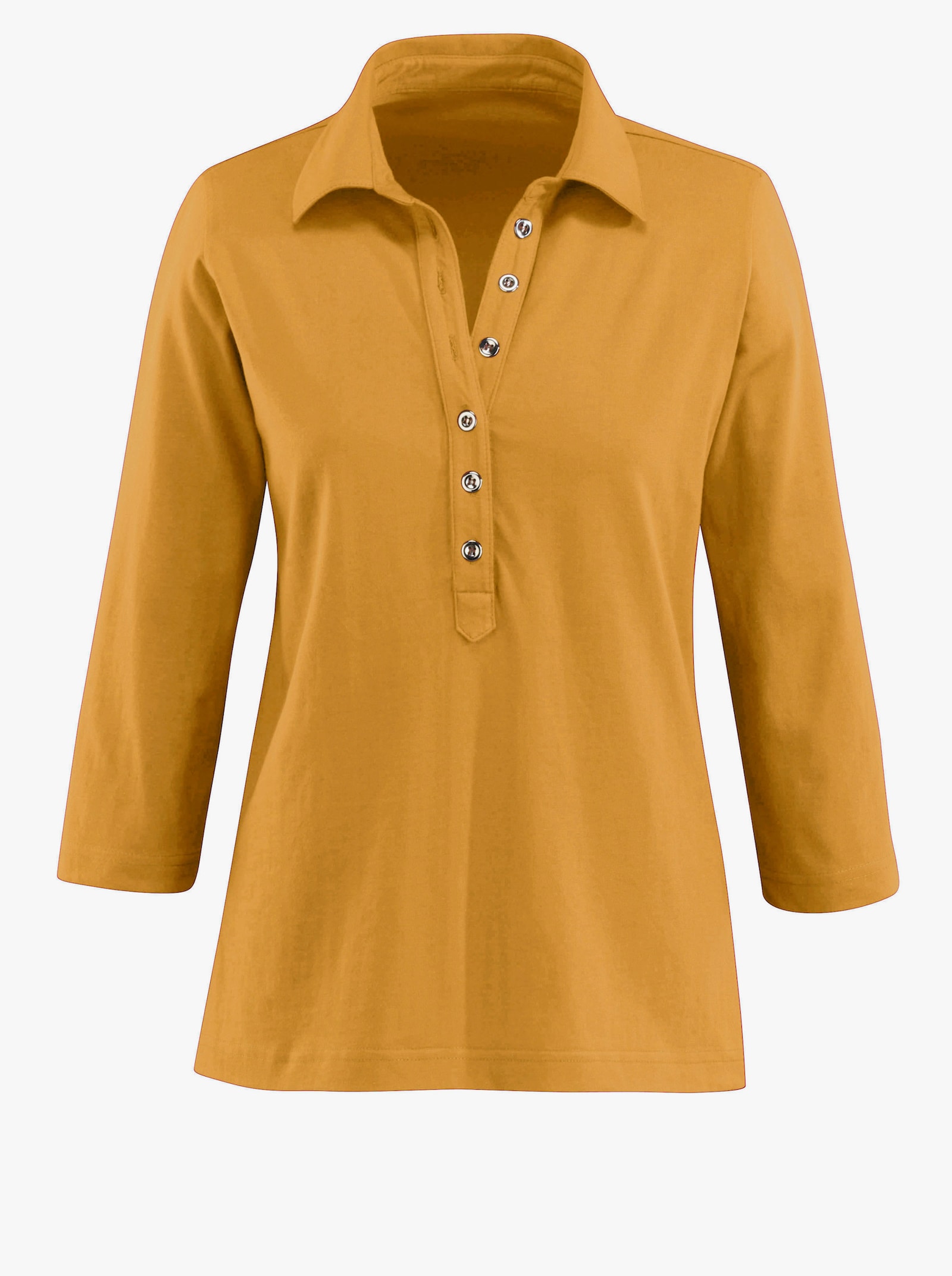 Poloshirt mit langer Knopfleiste - maisgelb