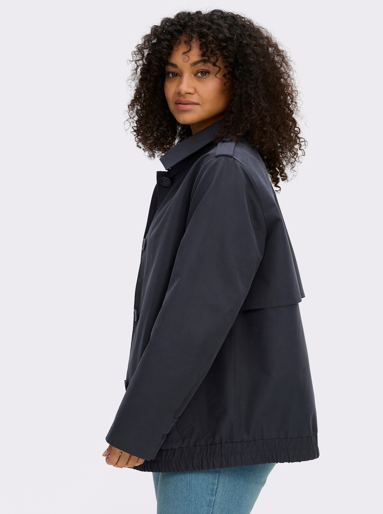 sheego Blouson mit Schulterklappen - tiefblau