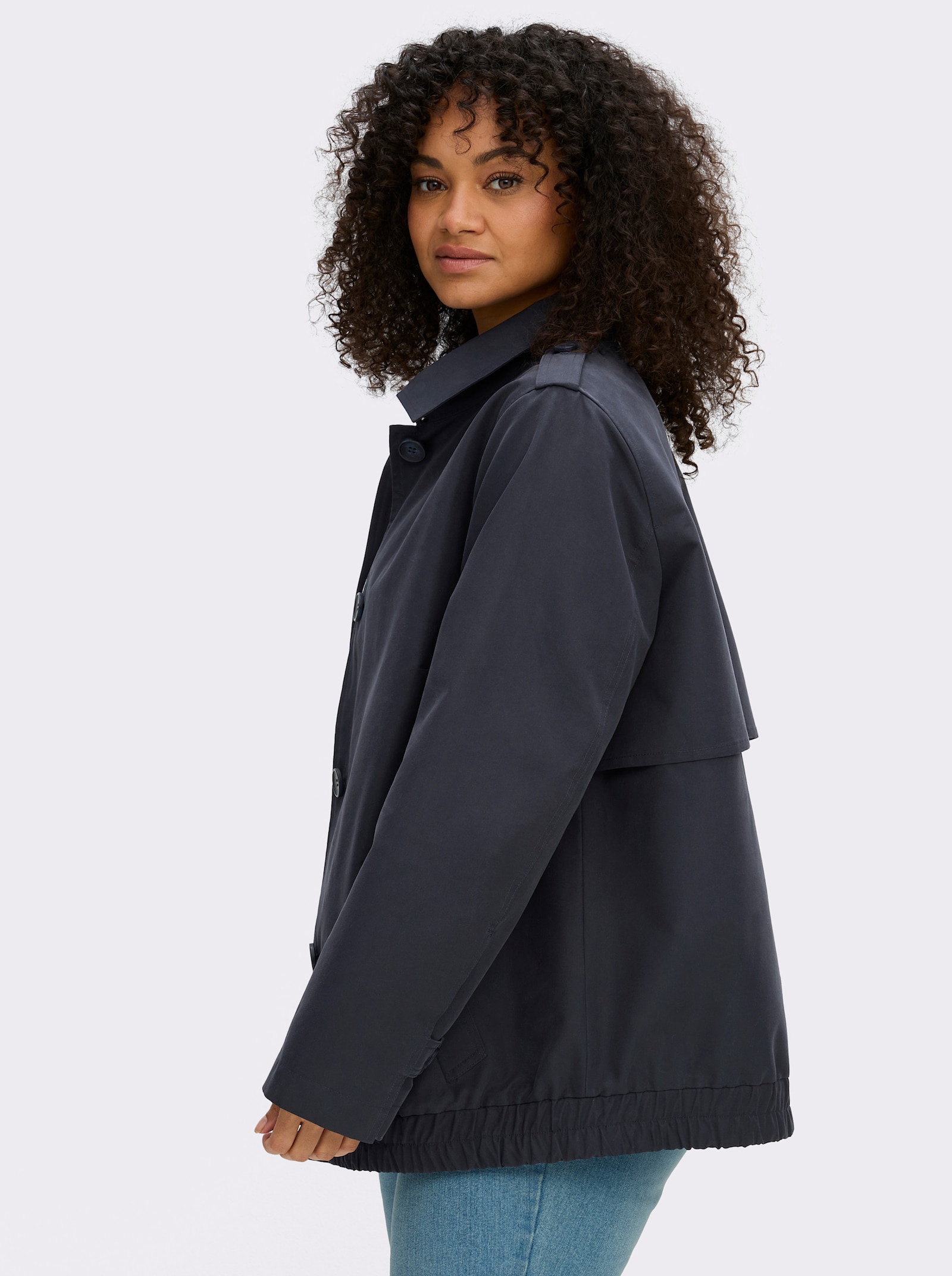 sheego Blouson mit Schulterklappen - tiefblau