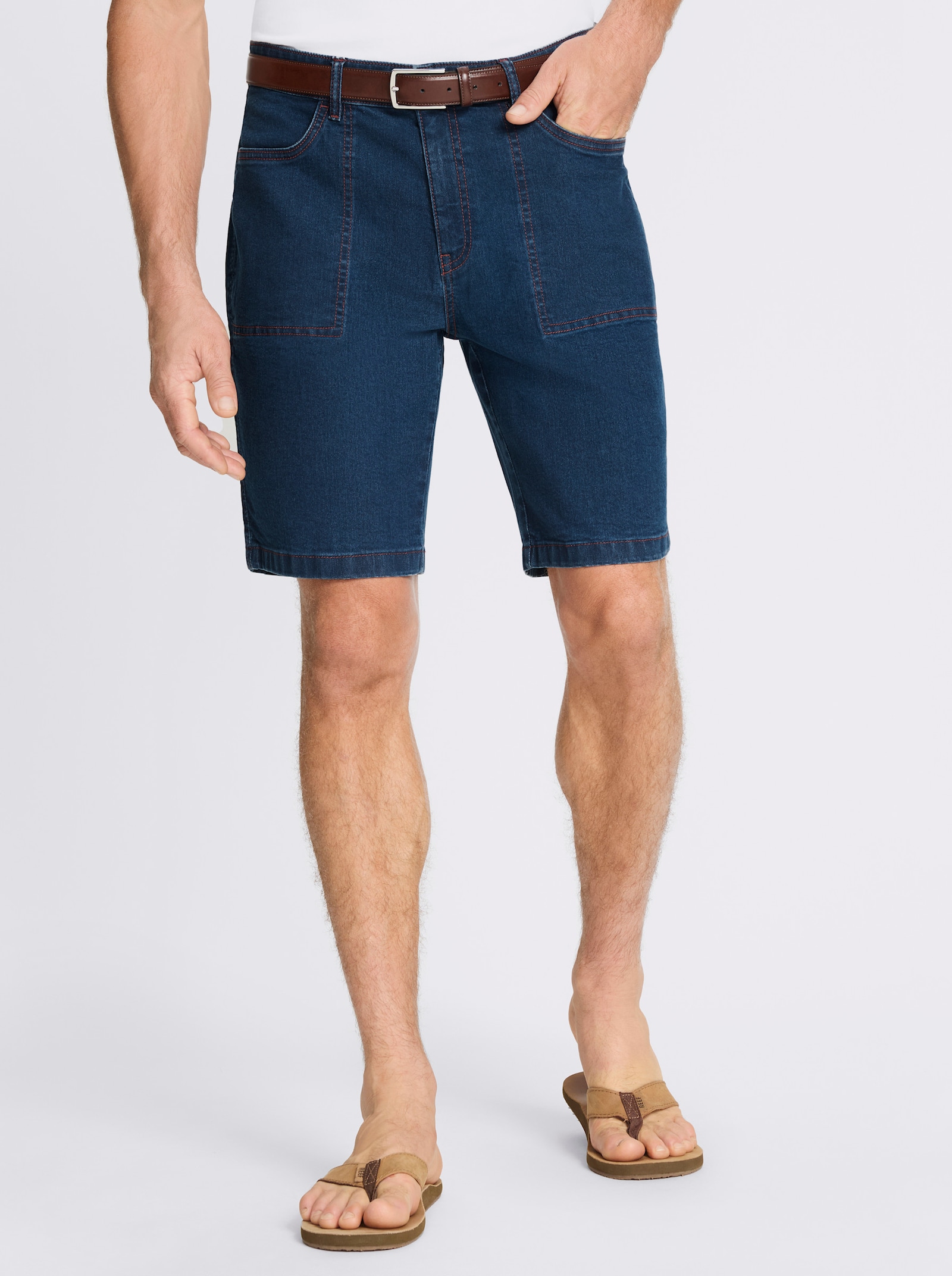Jeansbermudas mit Kontrastnähten - blue-stone-washed