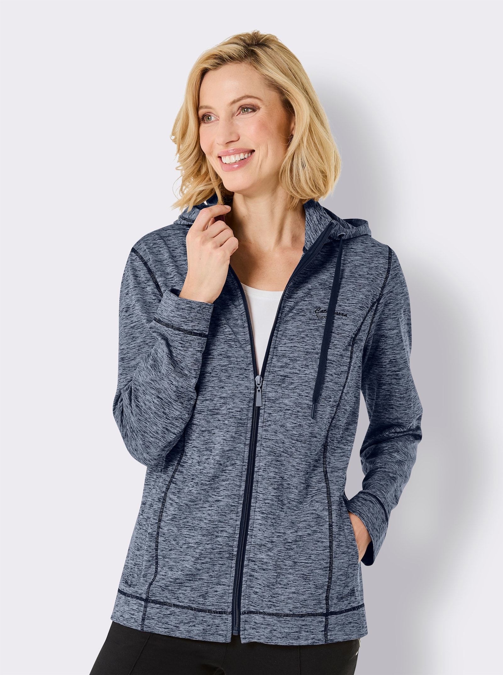 Catamaran Sports Shirtjacke mit weitenregulierbarer Kapuze - dunkelblau-meliert