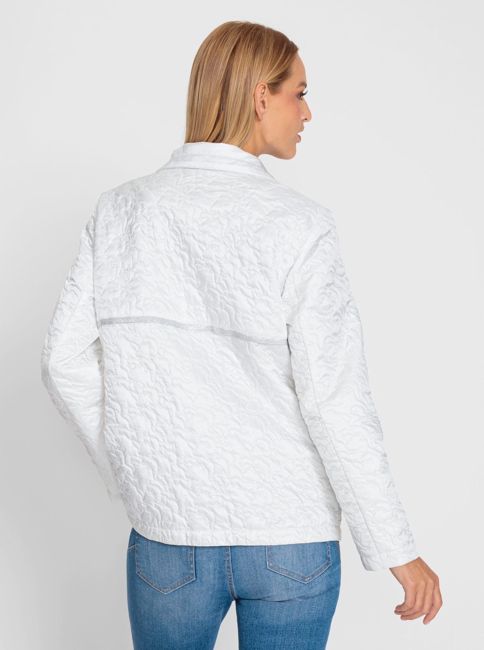 heine Outdoorjacke mit Glitzer-Details - weiß