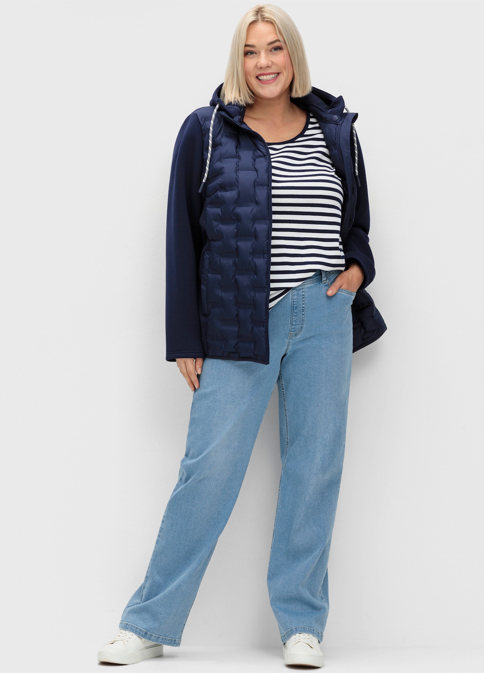 sheego Steppjacke mit Kordelzug - marine