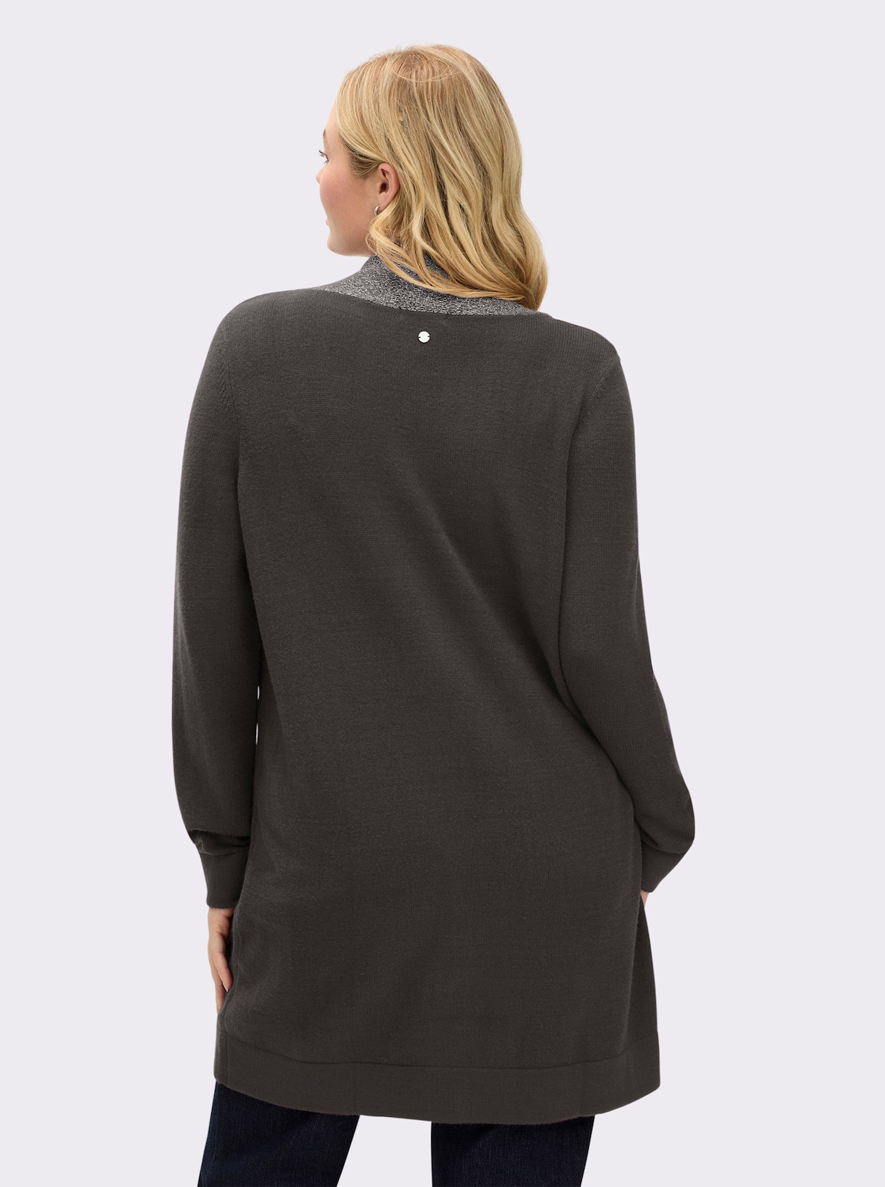 sheego Lange pullover - grafiet/grijs gemêleerd