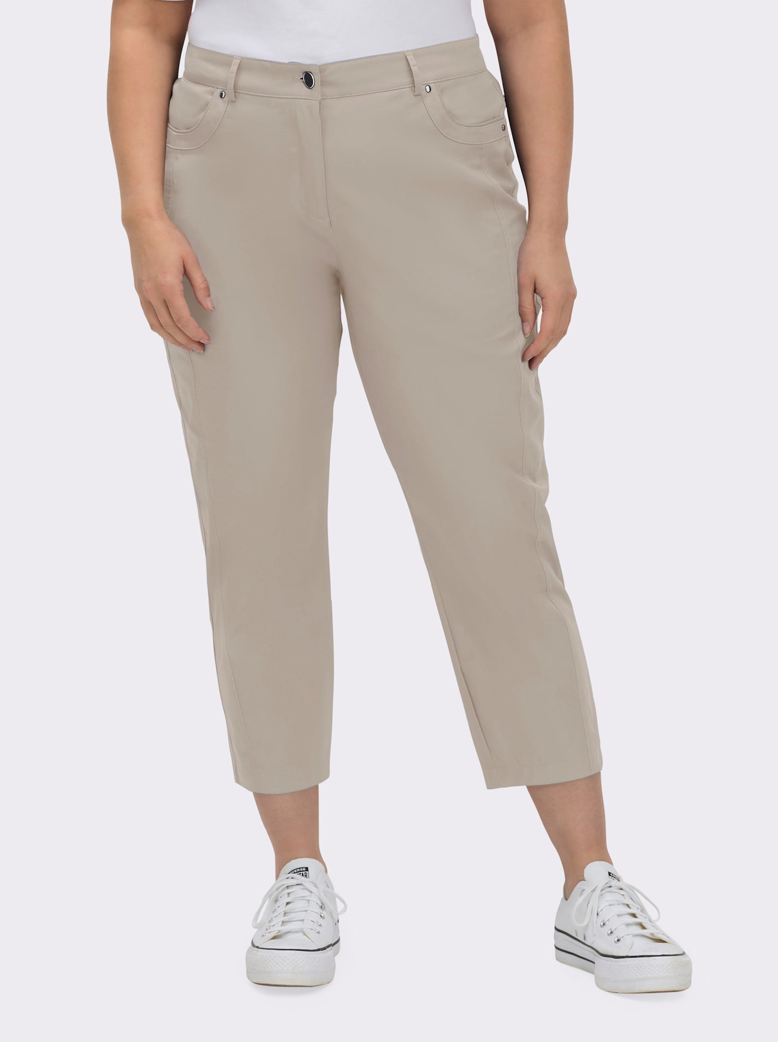 7/8-Jeans mit optisch streckenden Nähten - beige