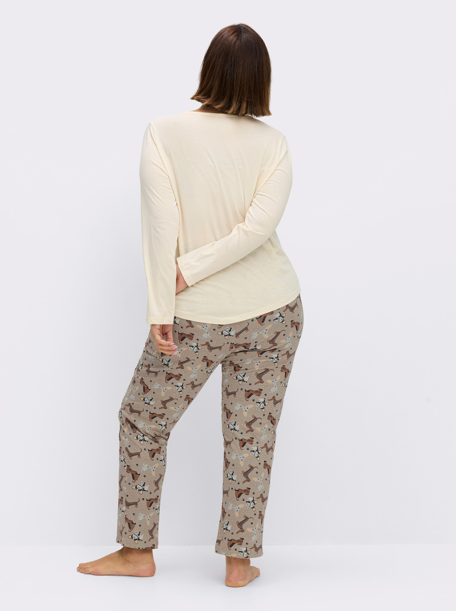 wäschepur Schlafanzug mit Hunde-Motiven - champagner-sesam-bedruckt