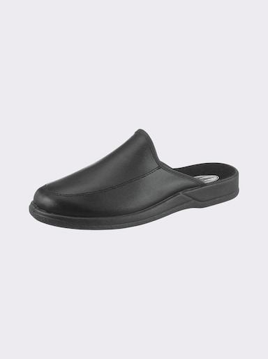 Franken Schuhe Pantoffel aus Leder - schwarz