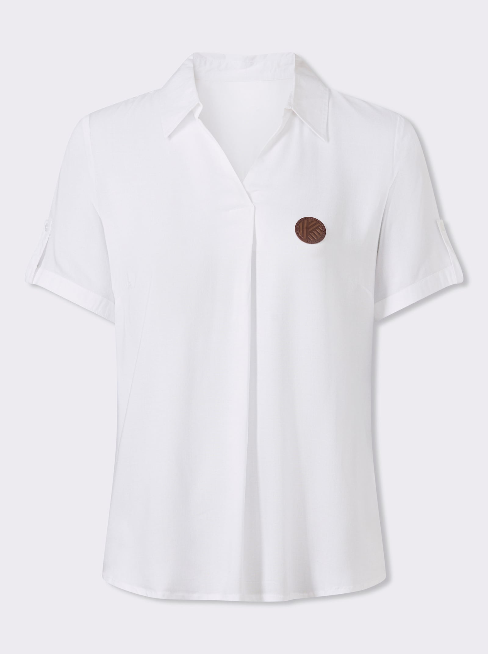 Blúzka, krátke rukávy, kožený vzhľad - biela