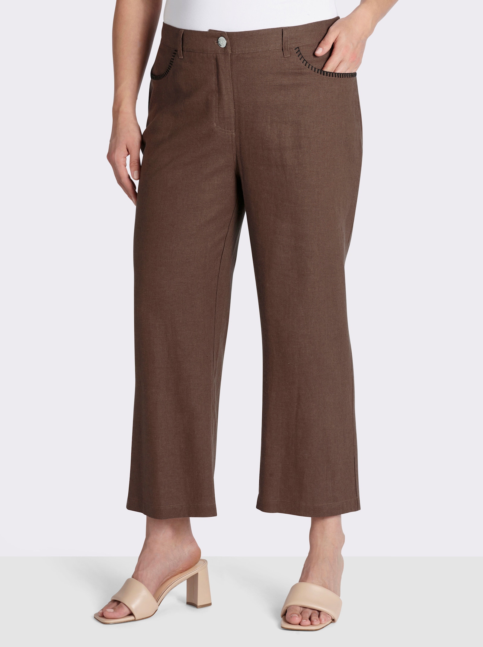 sheego Leinen-Mix-Hose - schoko