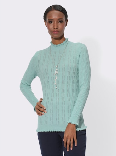 Langarm-Pullover mit Einstrick-Muster - kalkmint