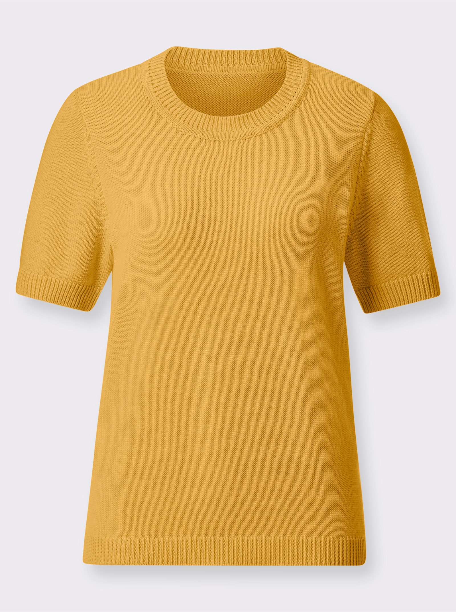 Pulóver, kr.rukávy, rebrované lemy - kukuričná žltá