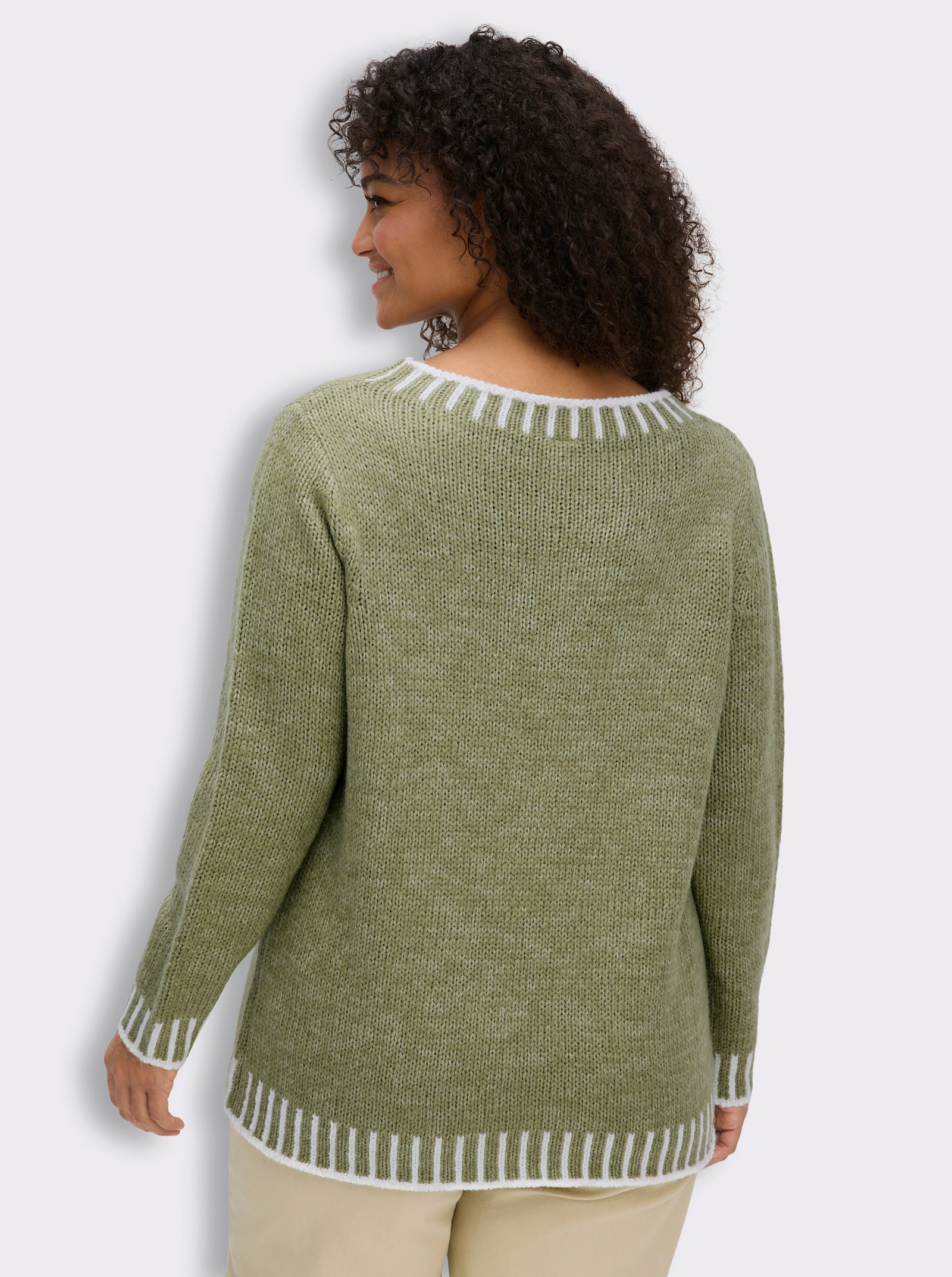 Langarm-Pullover mit effektvollen Kontrasten - schilf-ecru-gemustert