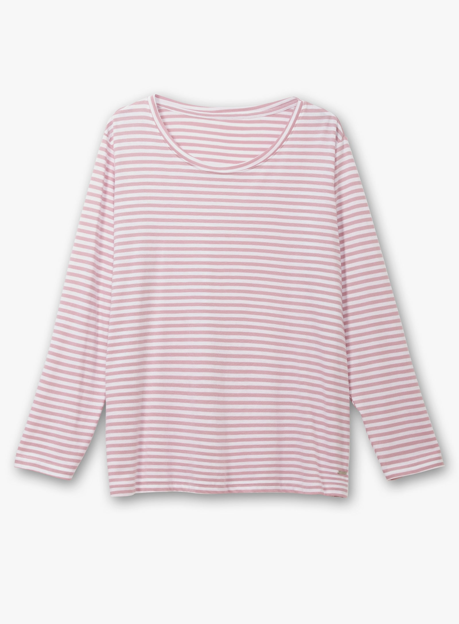 Streifenshirt aus Single-Jersey - rosé-ecru-geringelt