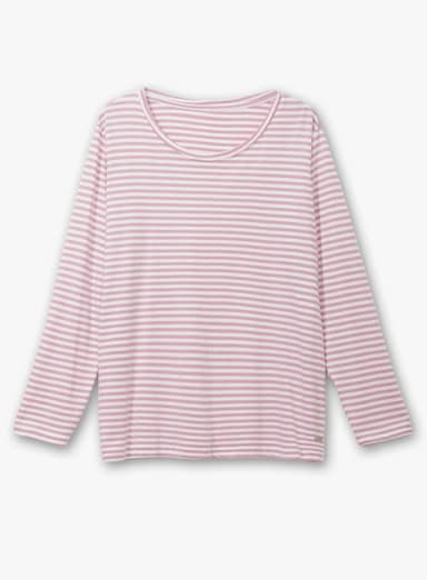 Streifenshirt - rosé-ecru-geringelt